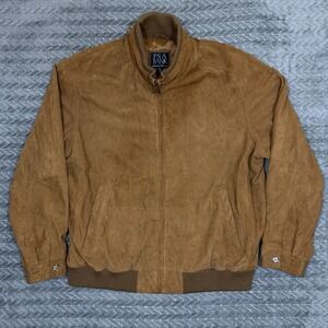 Jos A Bank Suede Leather Jacket Mens XL Brown Bomber Signature Collection Preppy